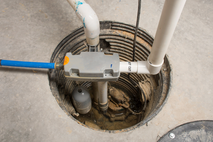 Sump pump in basement of home