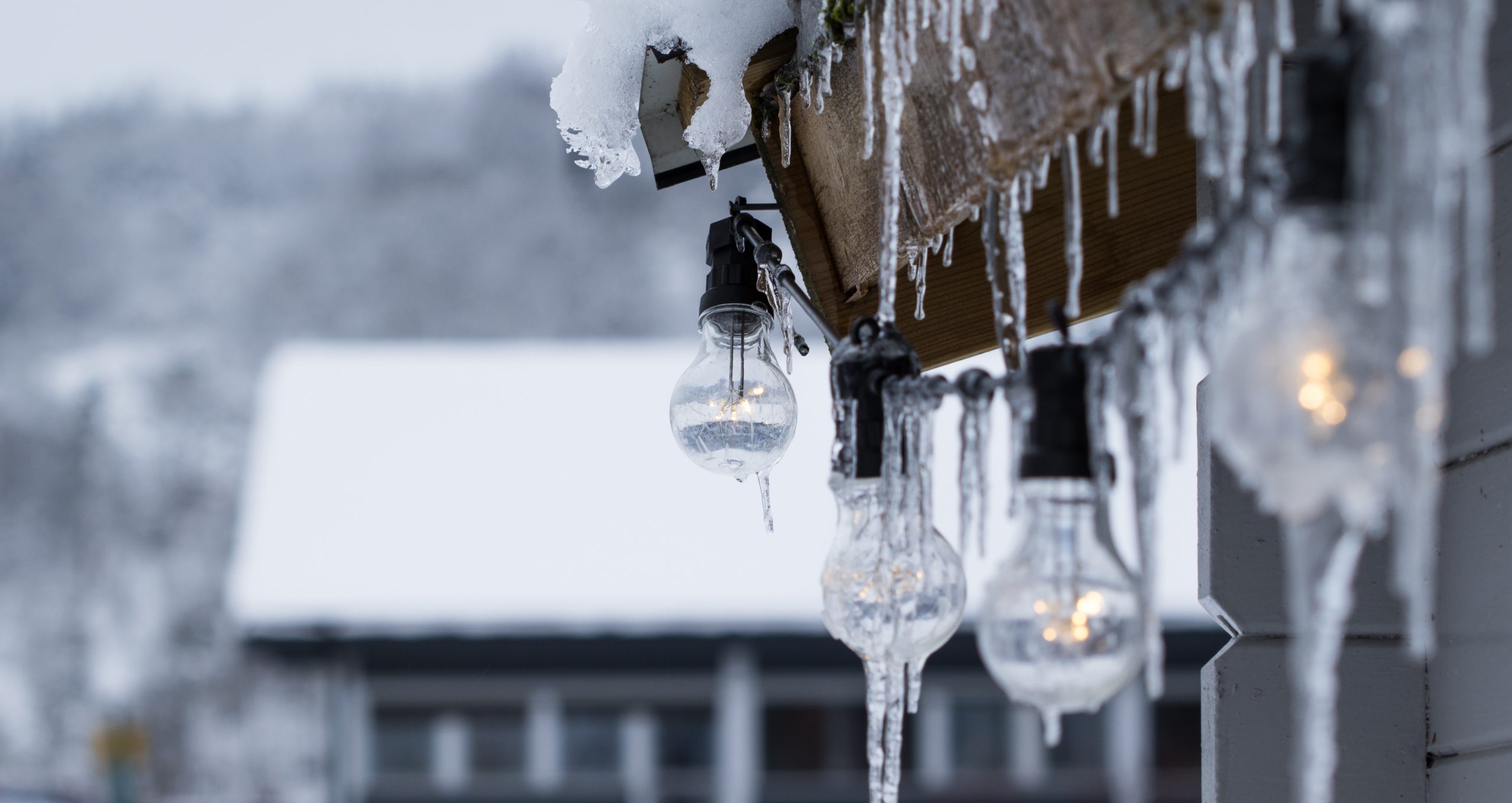 ice hanging from a roof