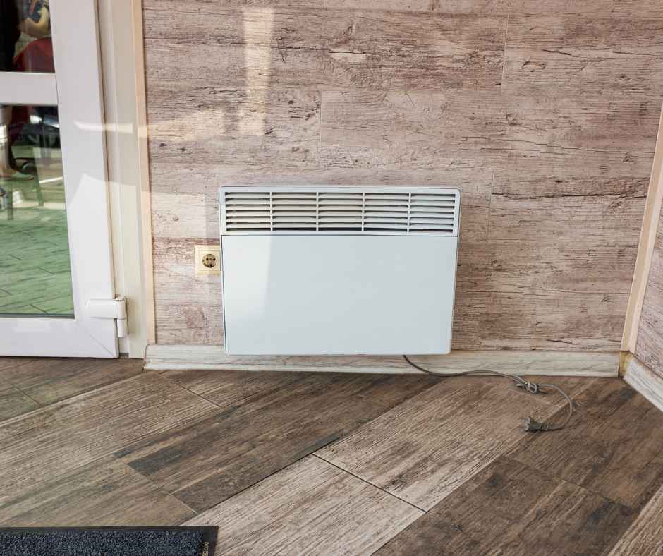 Electric heater on a wall