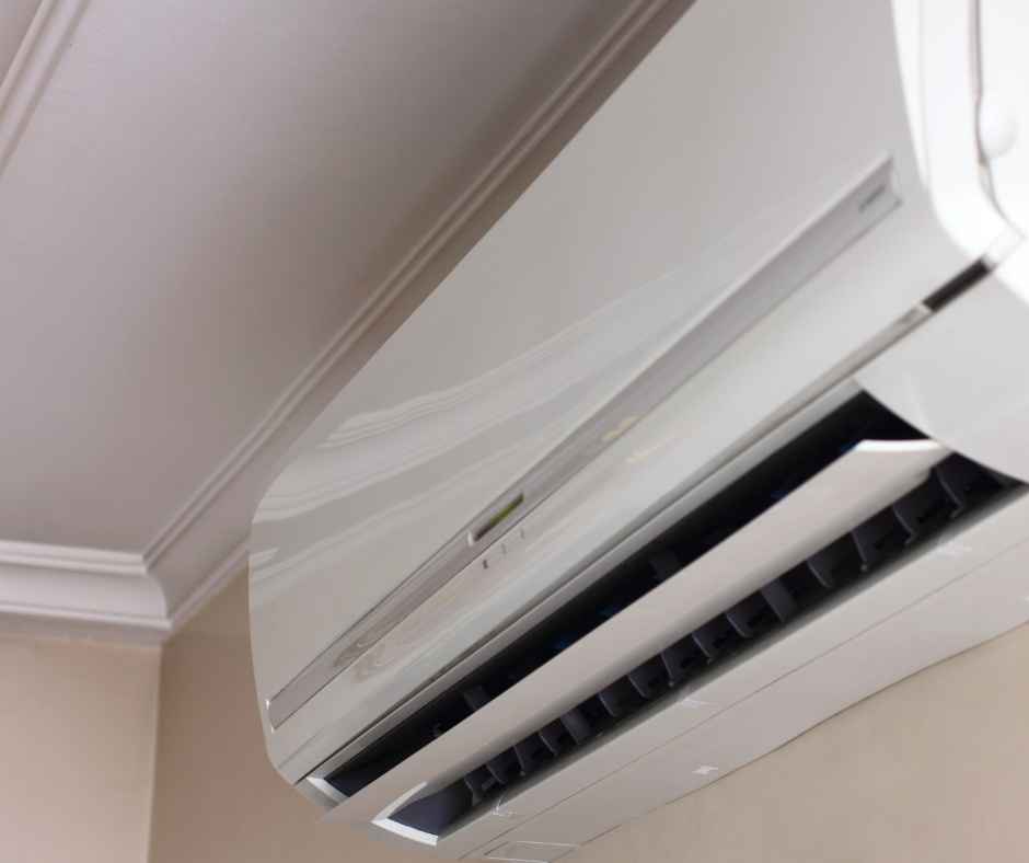Mini split air conditioner on a wall of a home